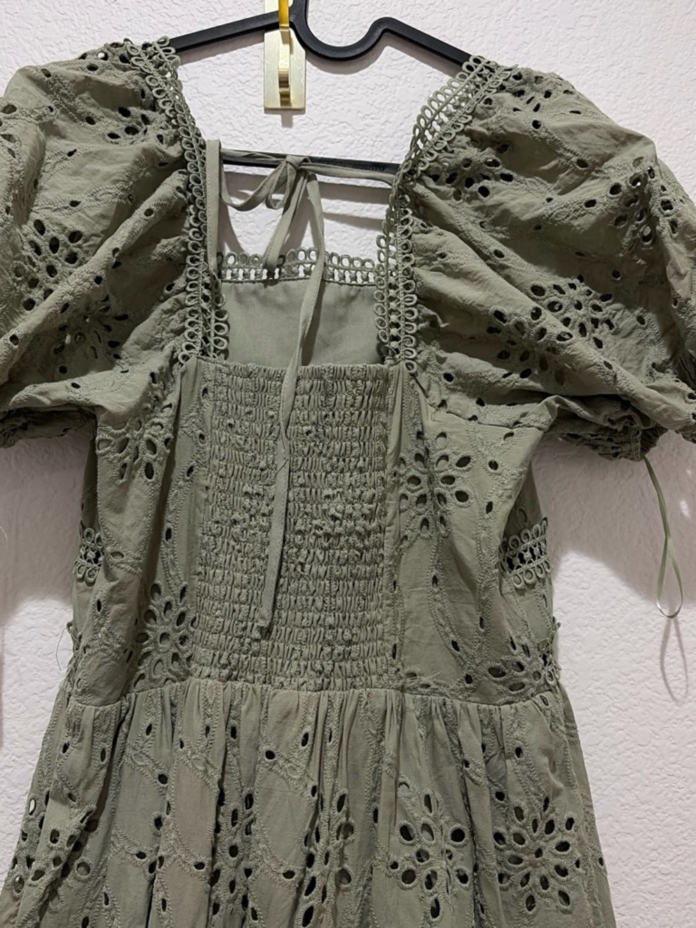 Women’s Olive Eyelet Maxi Dress - Picture 5 of 6